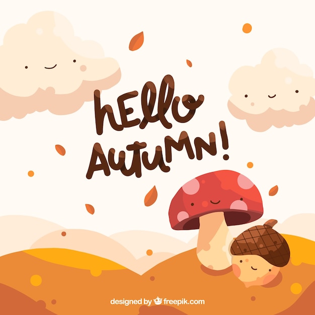 Lovely autumnal background with flat design