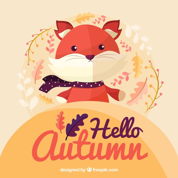 Lovely autumnal background with flat design