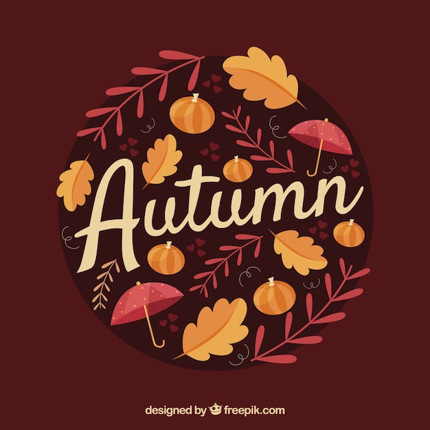 Lovely autumnal background with flat design