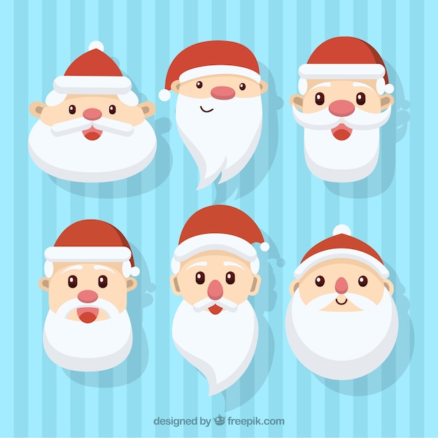 Free vector lovely avatars of santa claus