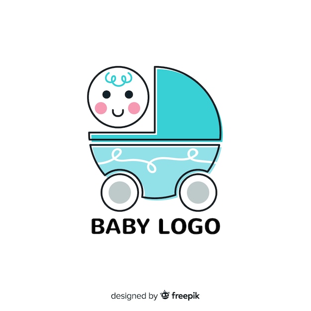 Vettore gratuito modello di logo bel bambino con design piatto