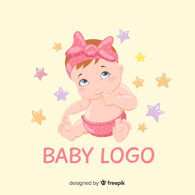 Vettore gratuito modello di logo bella baby shop con stile moderno