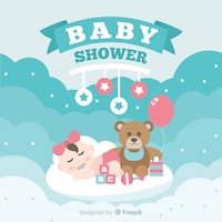 Lovely baby shower design in flat style
