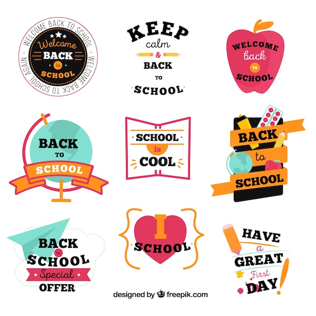 Lovely back to school badge collectio