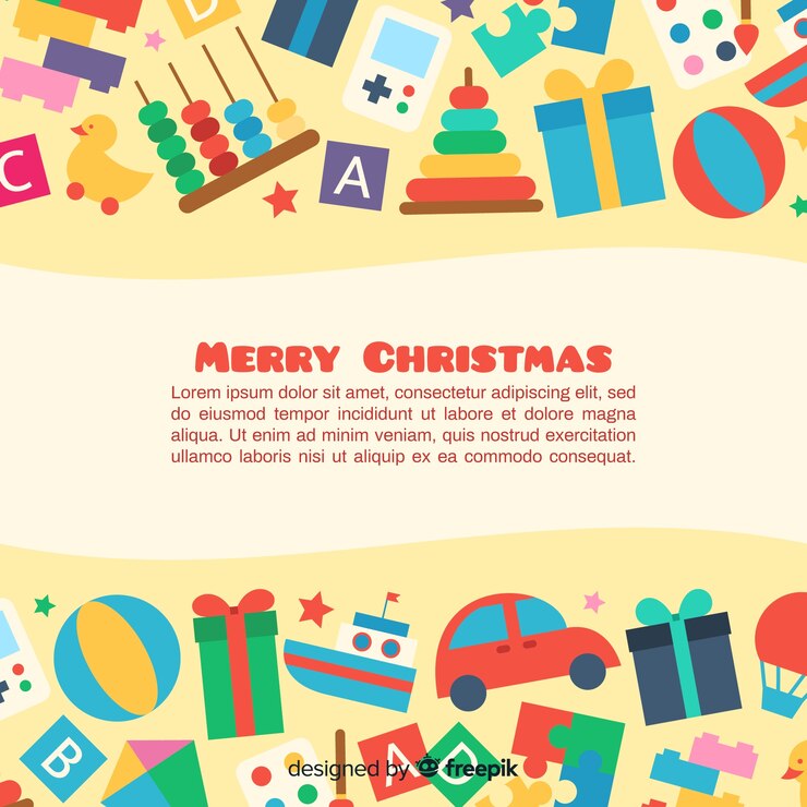 無料Vector クリスマスのおもちゃと素敵な背景