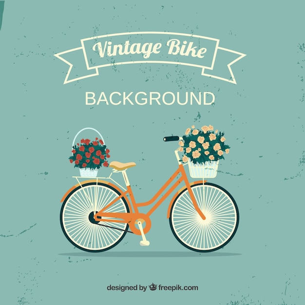 Free vector lovely bike background with ribbon