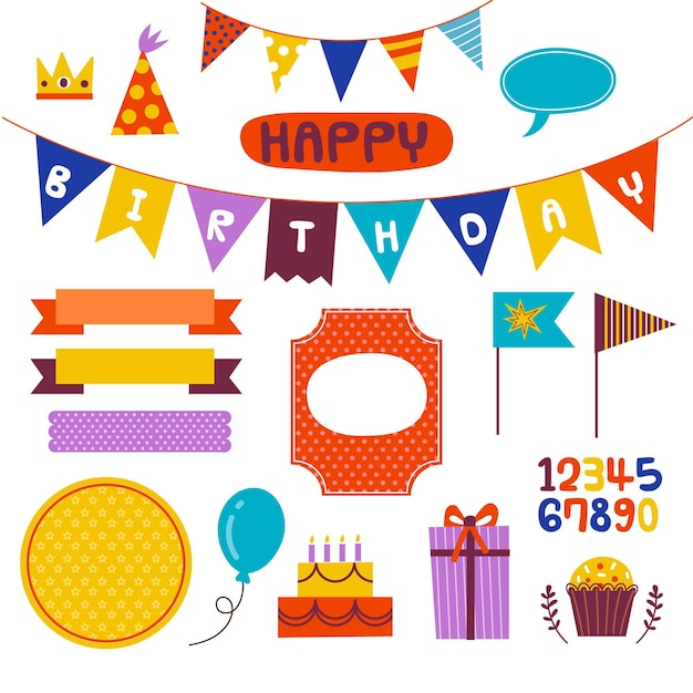 Lovely birthday scrapbook elements