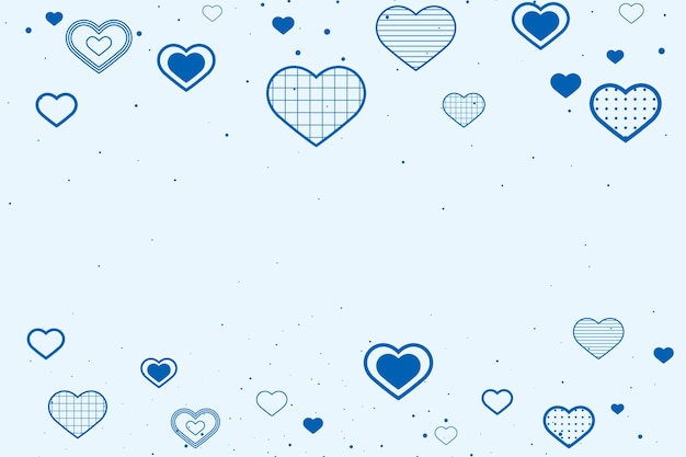 Lovely blue background with borders decorated with hearts