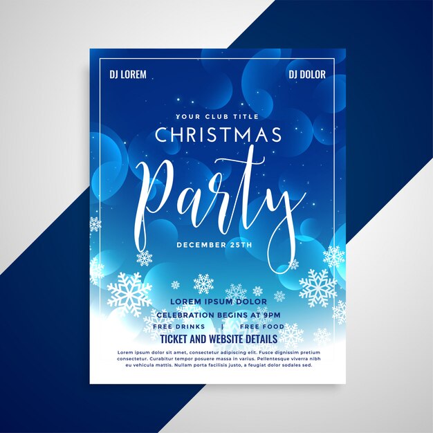 Lovely blue shiny christmas flyer design with snowflakes