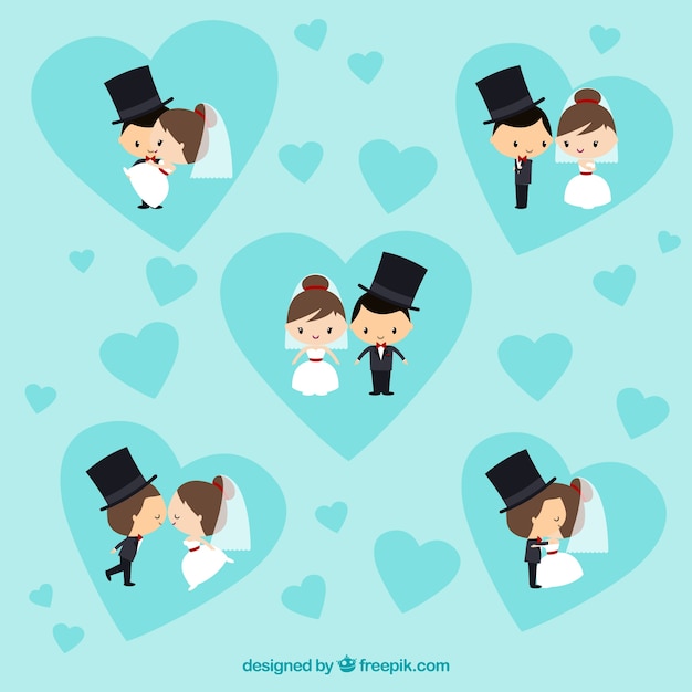 Бесплатное векторное изображение Милые невесты и женихи