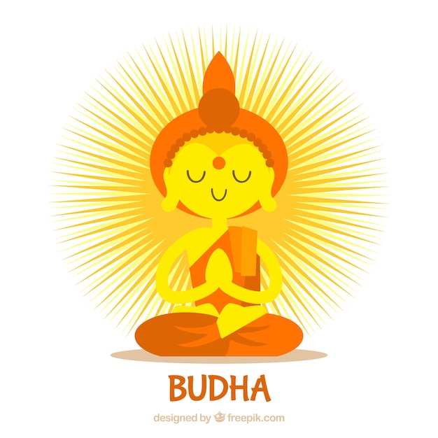 평면 디자인의 사랑스러운 budha