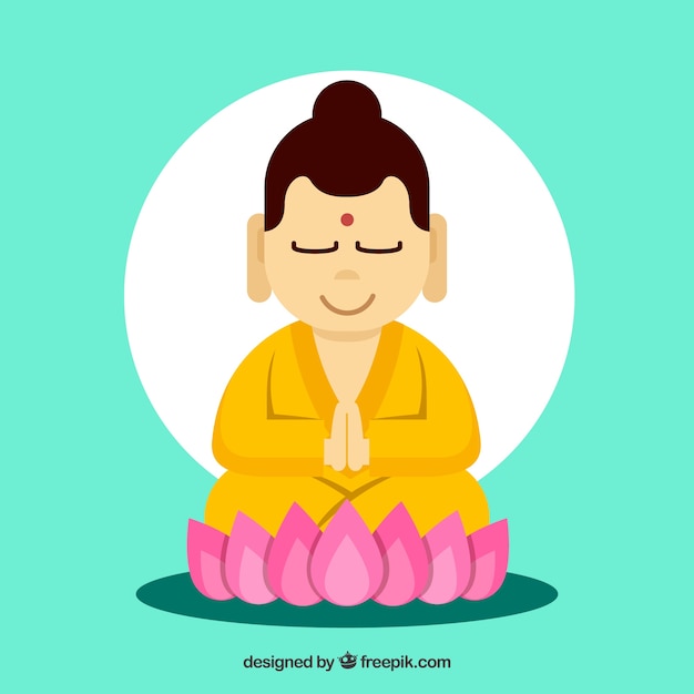 무료 벡터 평면 디자인의 사랑스러운 budha