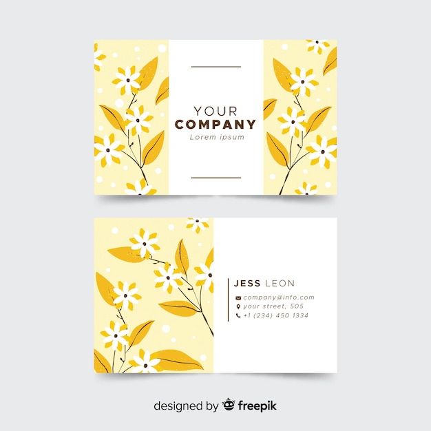 Lovely business card template with floral style