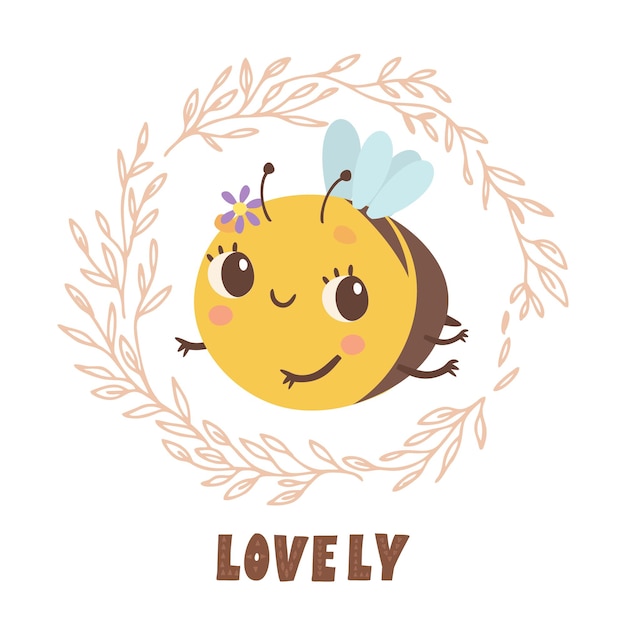 Прекрасная открытка с милой пчелой