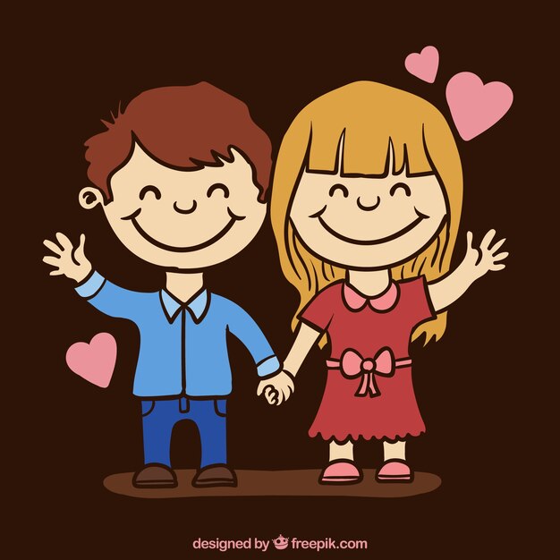 Lovely cartoon love couple