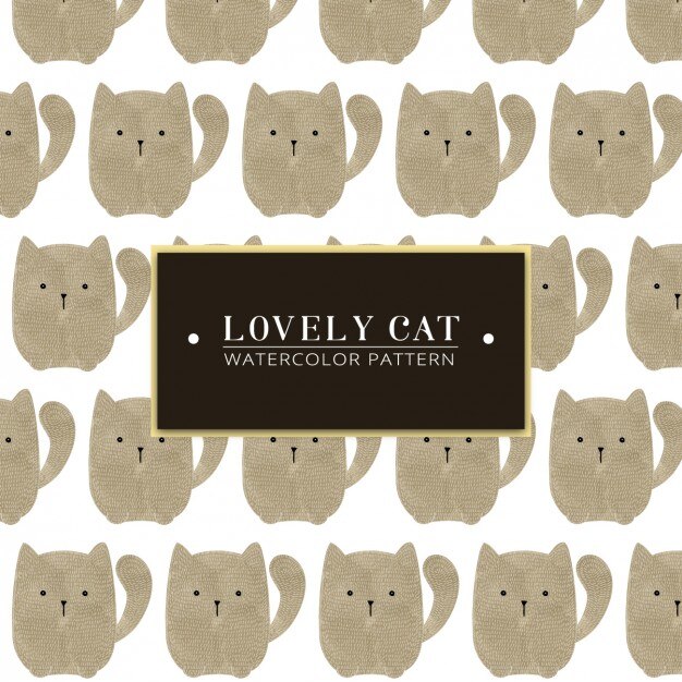 Free Vector lovely cat watercolor pattern