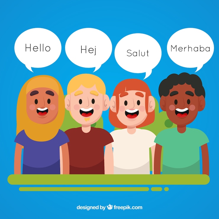 Free Vector lovely characters speaking different languages