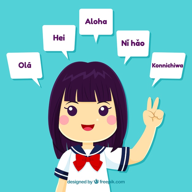 Free vector lovely characters speaking different languages