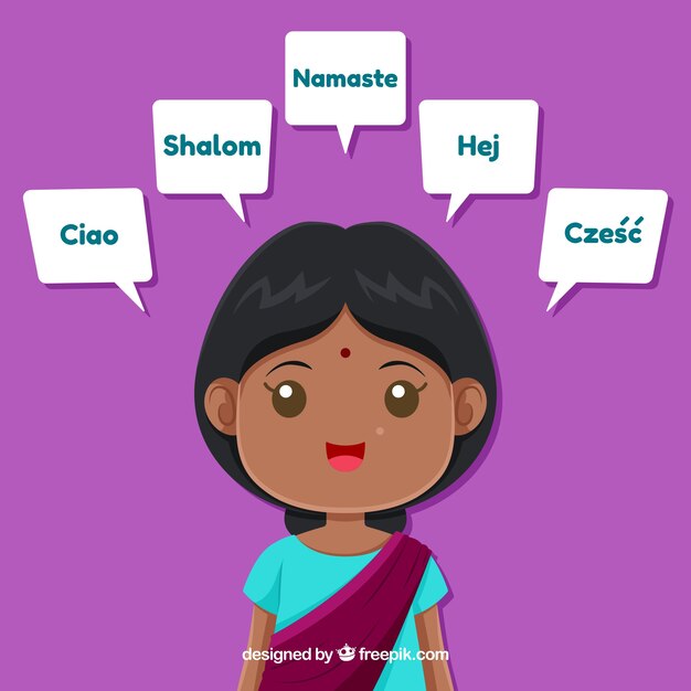 Free vector lovely characters speaking different languages