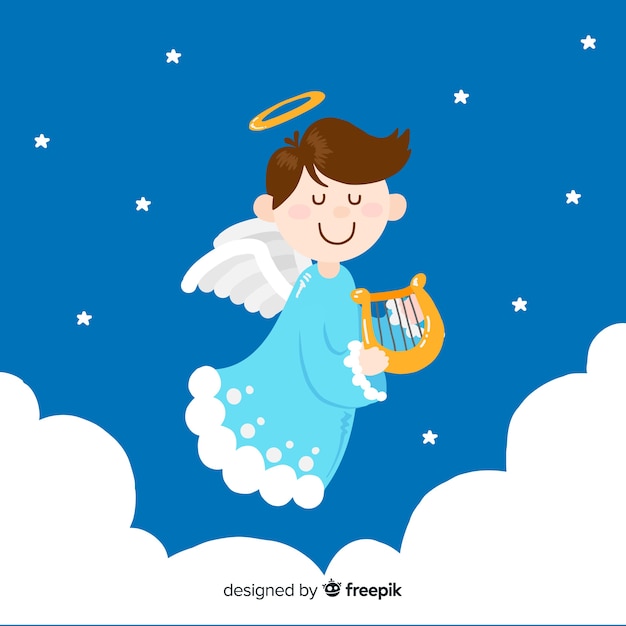 Lovely christmas angel with flat design