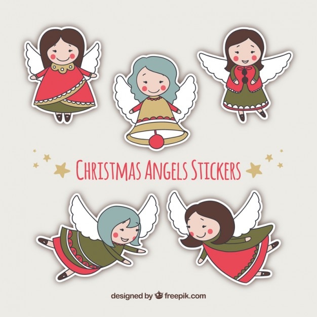 Бесплатное векторное изображение Прекрасные рождественские ангелы наклейки