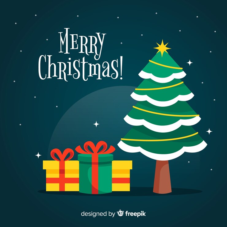 Free Vector lovely christmas background with flat design