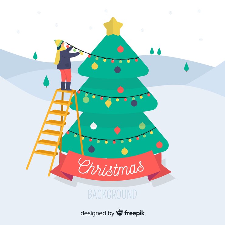 Free Vector lovely christmas background with flat design