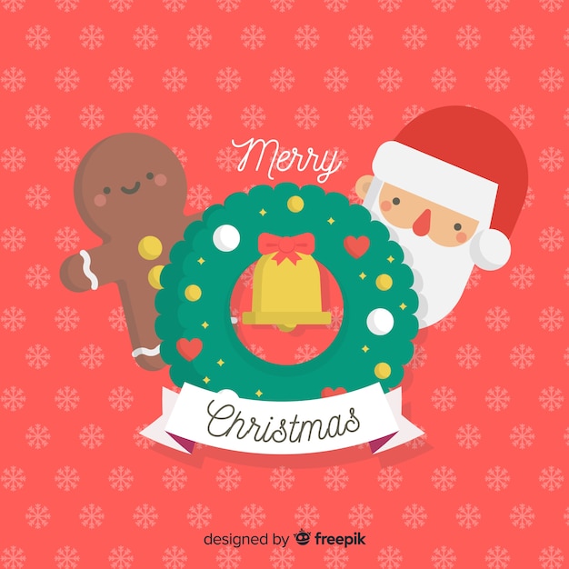Lovely christmas background with flat design