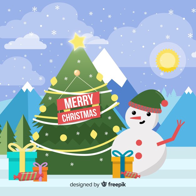 Lovely christmas background with flat design