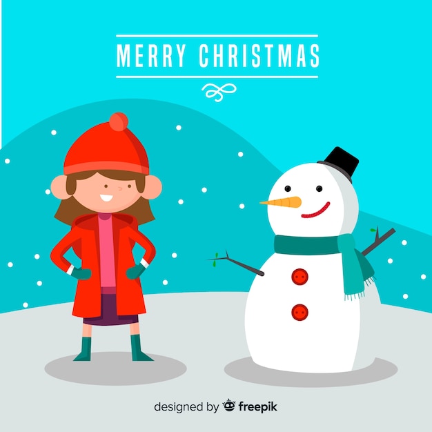 Lovely christmas background with flat design