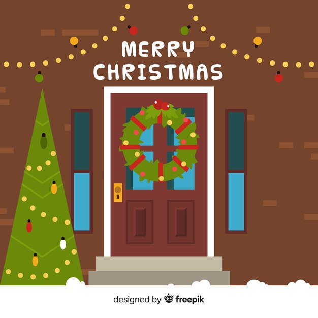 Lovely christmas background with flat design