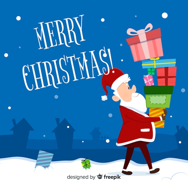 Free vector lovely christmas background with flat design