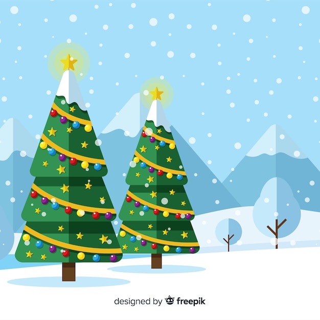 Free vector lovely christmas background with flat design