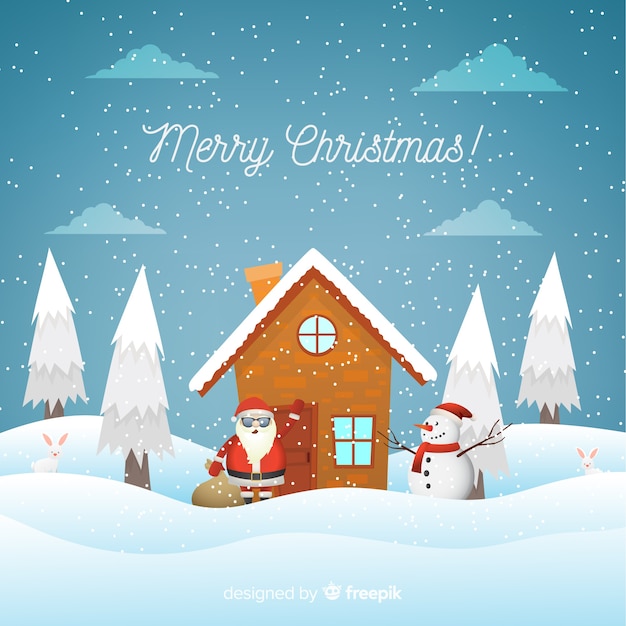 Lovely christmas background with flat design