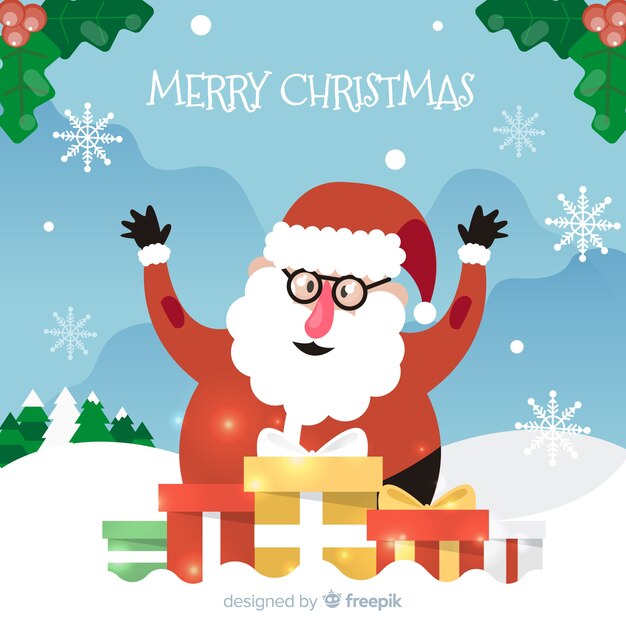 Lovely christmas background with flat design