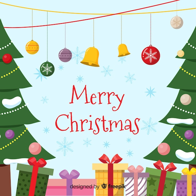 Lovely christmas background with flat design