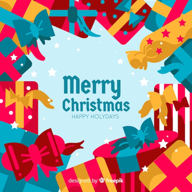 Lovely christmas background with flat design