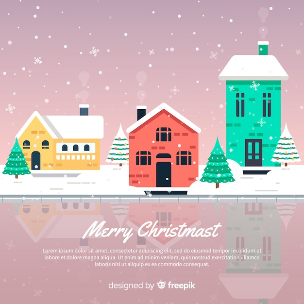 Free vector lovely christmas background with flat design