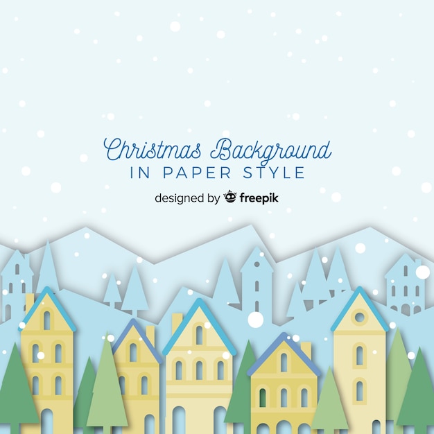 Free vector lovely christmas background with paper style