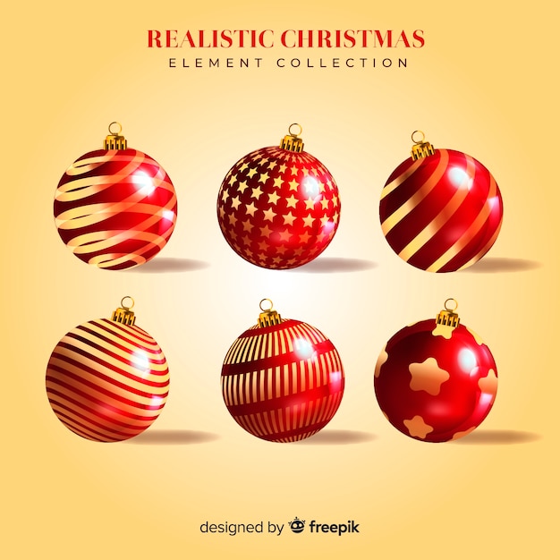 Free vector lovely christmas ball collection with realistic design