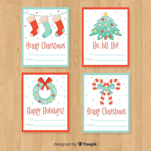 Lovely christmas card collection with flat design