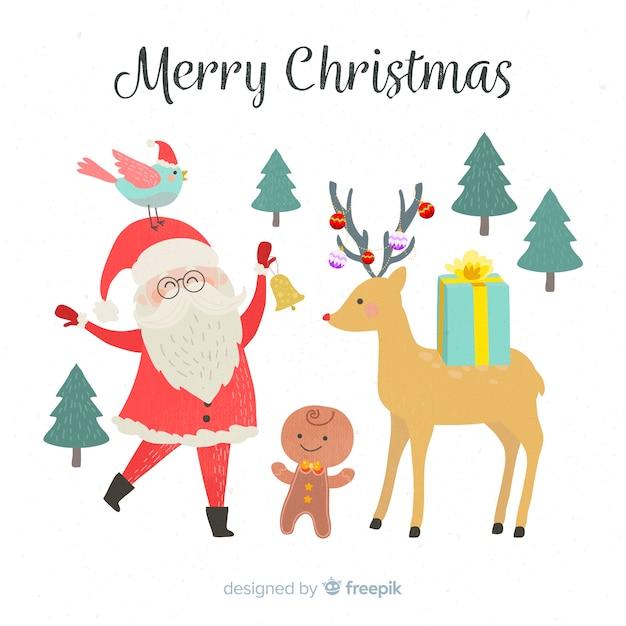 Lovely christmas character collection with flat design