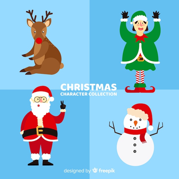 Lovely christmas character collection with flat design