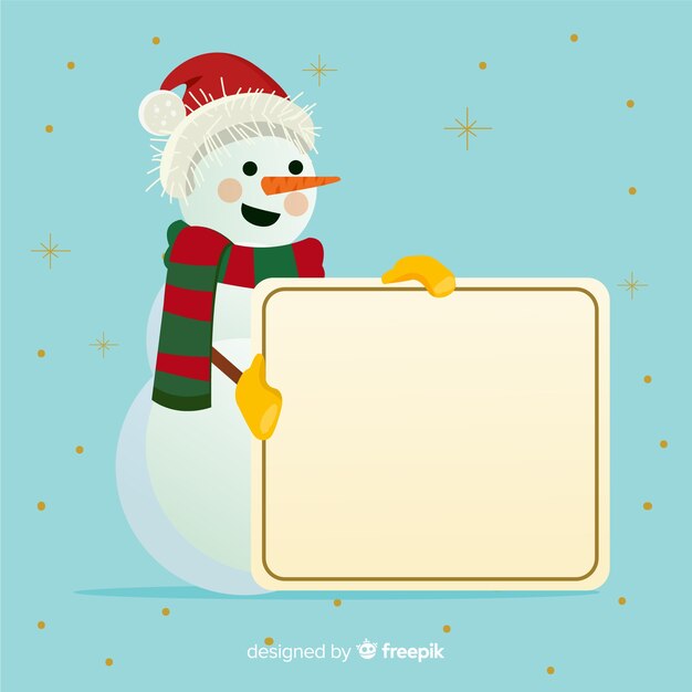 Lovely christmas character holding empty template