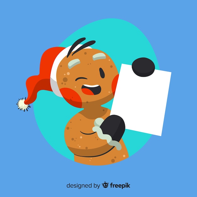 Free vector lovely christmas character holding empty template