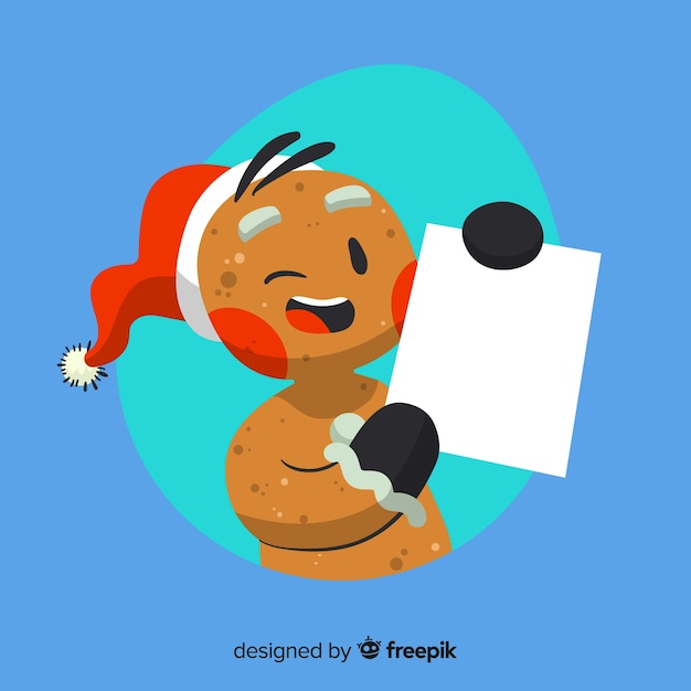 Lovely christmas character holding empty template
