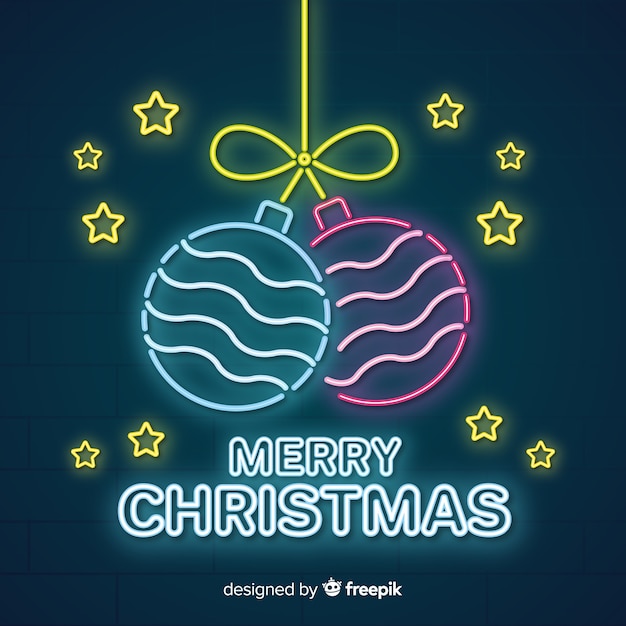 Free vector lovely christmas composition with neon light style