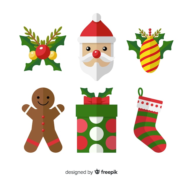 Lovely christmas element collection with flat design