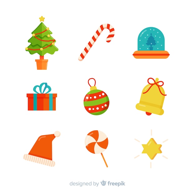 Lovely christmas element collection with flat design