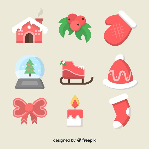 Lovely christmas element collection with flat design